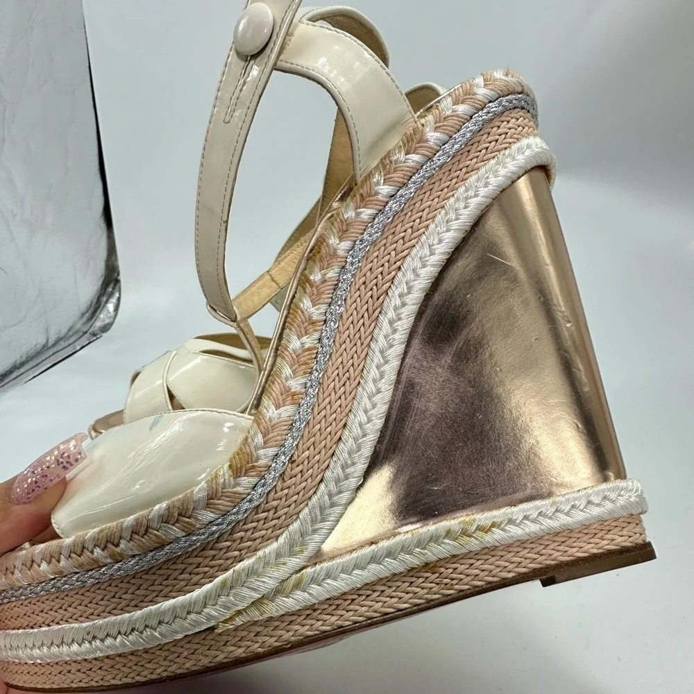 Christian Louboutin Marina Liege 140mm Espadrille Wedge sandals size 11